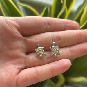 Silver Turtle Stud Earrings